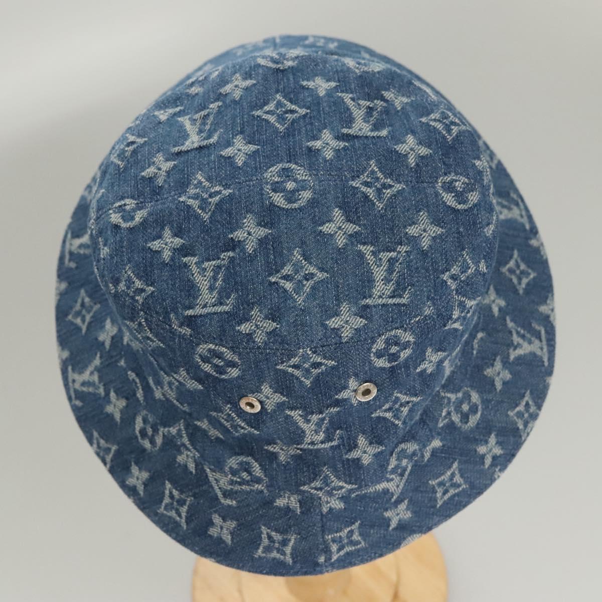 LOUIS VUITTON Monogram Denim Bucket Hat Blue M78772 LV Auth ki5688
