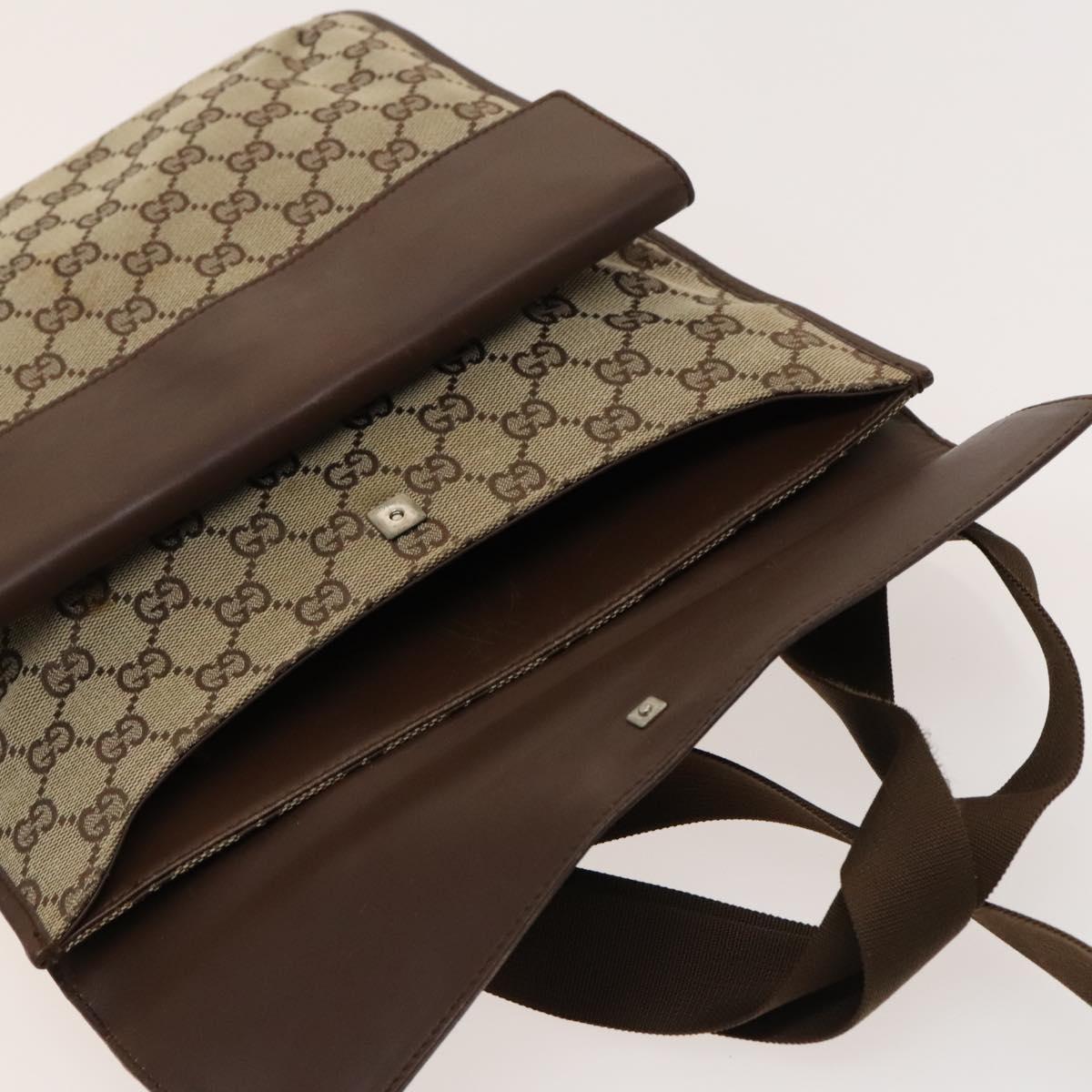 GUCCI GG Canvas Shoulder Bag Brown Silver 019 0489 Auth ki5690