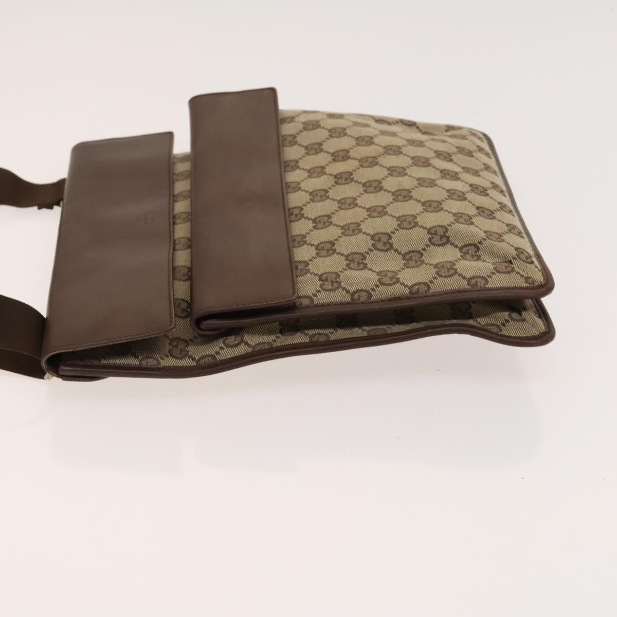 GUCCI GG Canvas Shoulder Bag Brown Silver 019 0489 Auth ki5690
