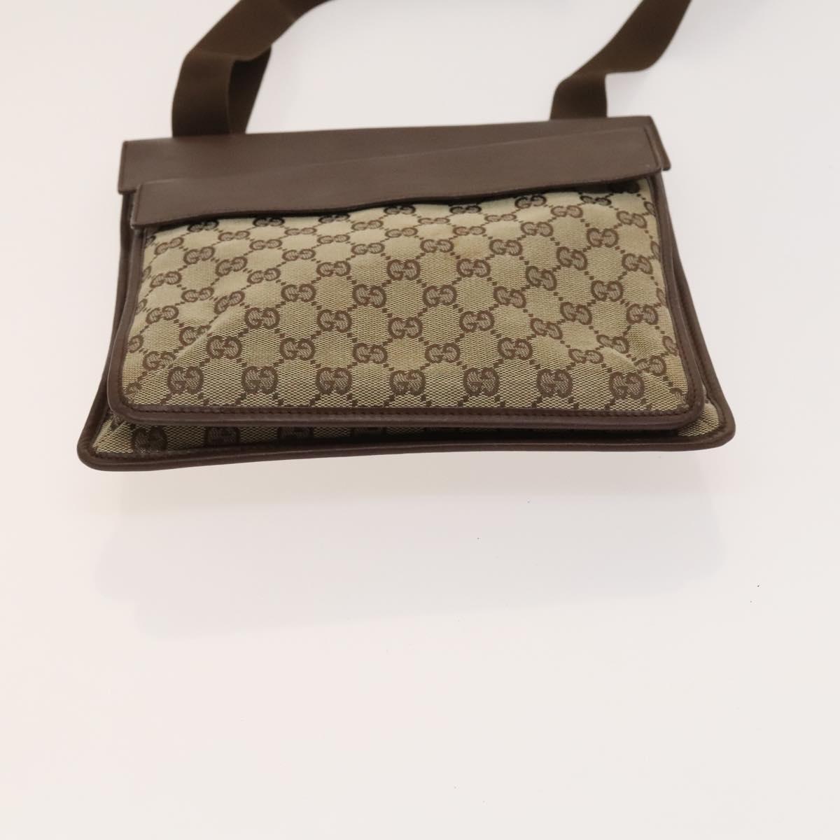 GUCCI GG Canvas Shoulder Bag Brown Silver 019 0489 Auth ki5690