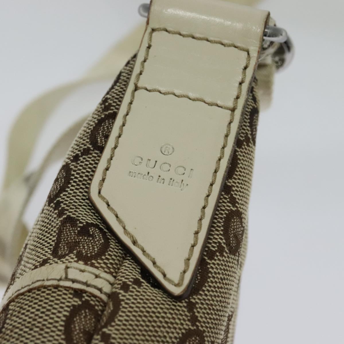 GUCCI GG Canvas Shoulder Bag Beige Silver 147671 Auth ki5693
