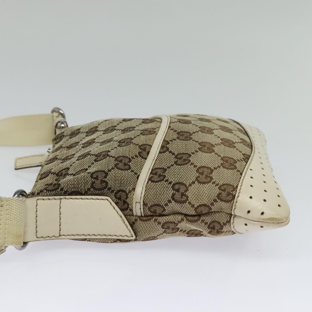 GUCCI GG Canvas Shoulder Bag Beige Silver 147671 Auth ki5693