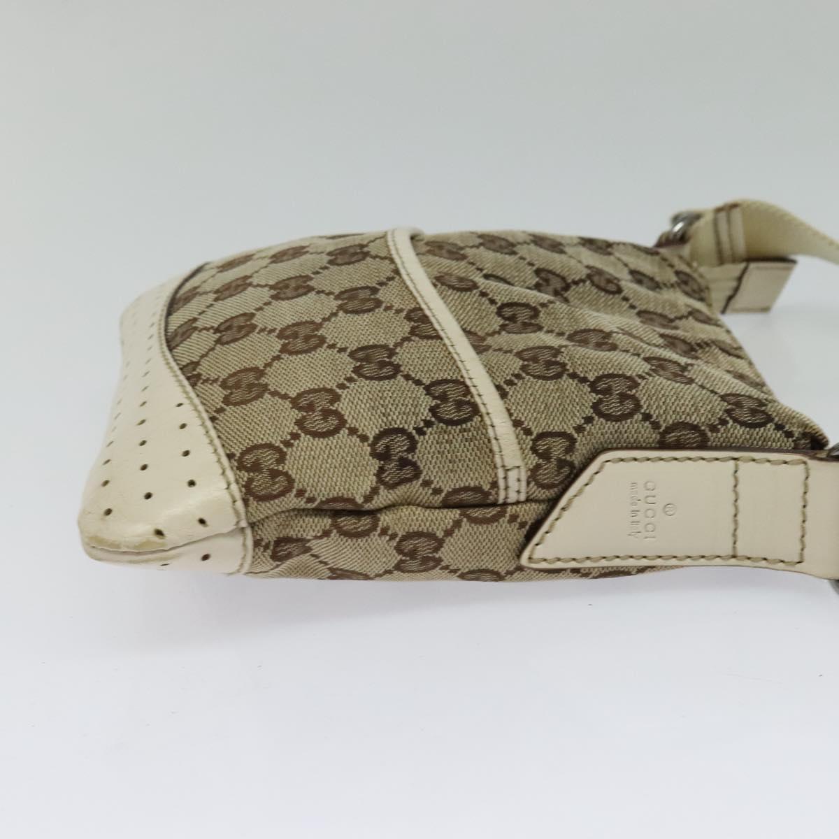 GUCCI GG Canvas Shoulder Bag Beige Silver 147671 Auth ki5693