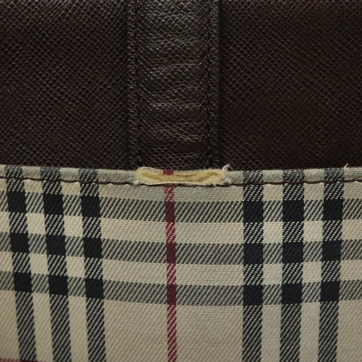 BURBERRY Nova Check Shoulder Bag Canvas Beige Brown Silver Auth ki5712