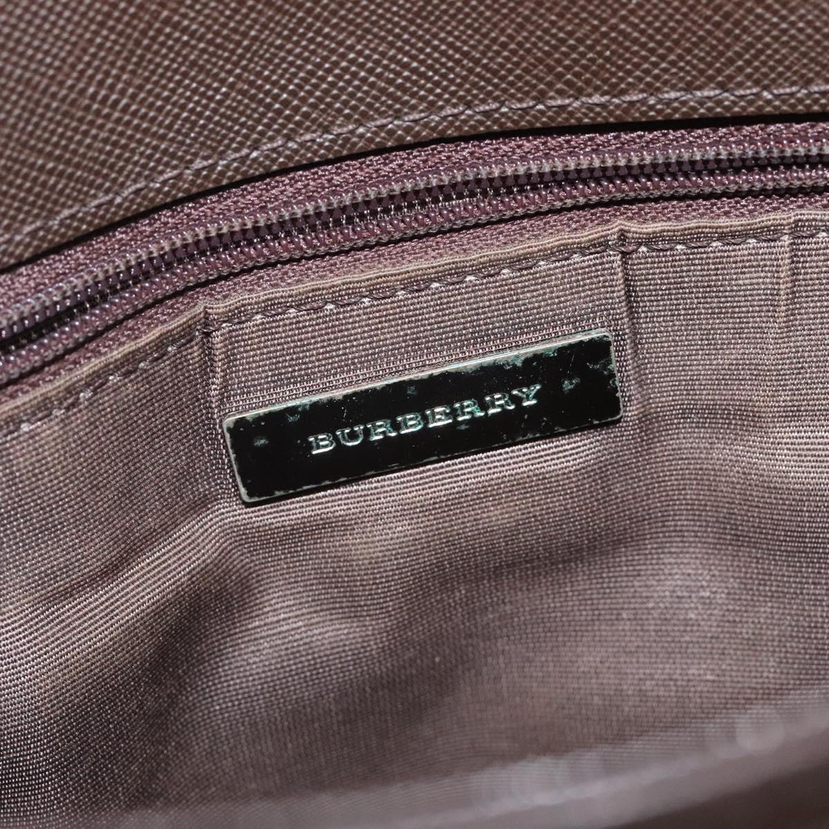 BURBERRY Nova Check Shoulder Bag Canvas Beige Brown Silver Auth ki5712