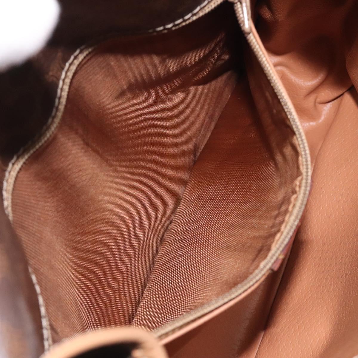 CELINE Macadam Canvas Shoulder Bag PVC Leather Brown Gold Auth ki5724