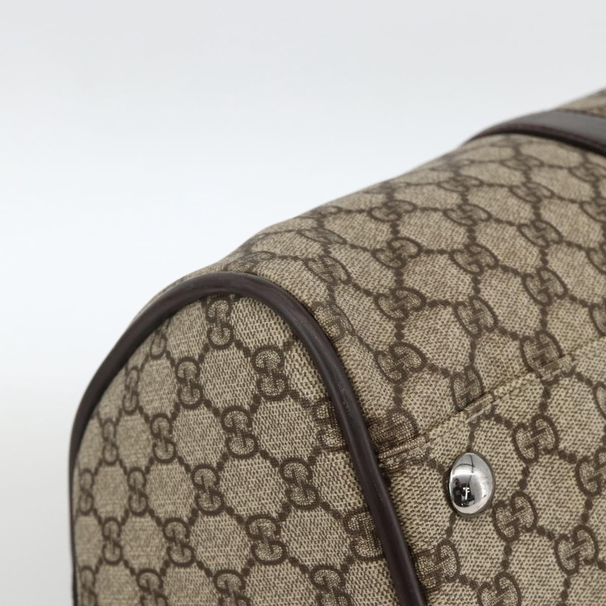 GUCCI GG Supreme Boston Bag PVC Brown Silver 108793 Auth ki5734