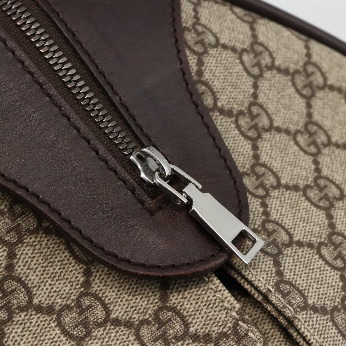 GUCCI GG Supreme Boston Bag PVC Brown Silver 108793 Auth ki5734