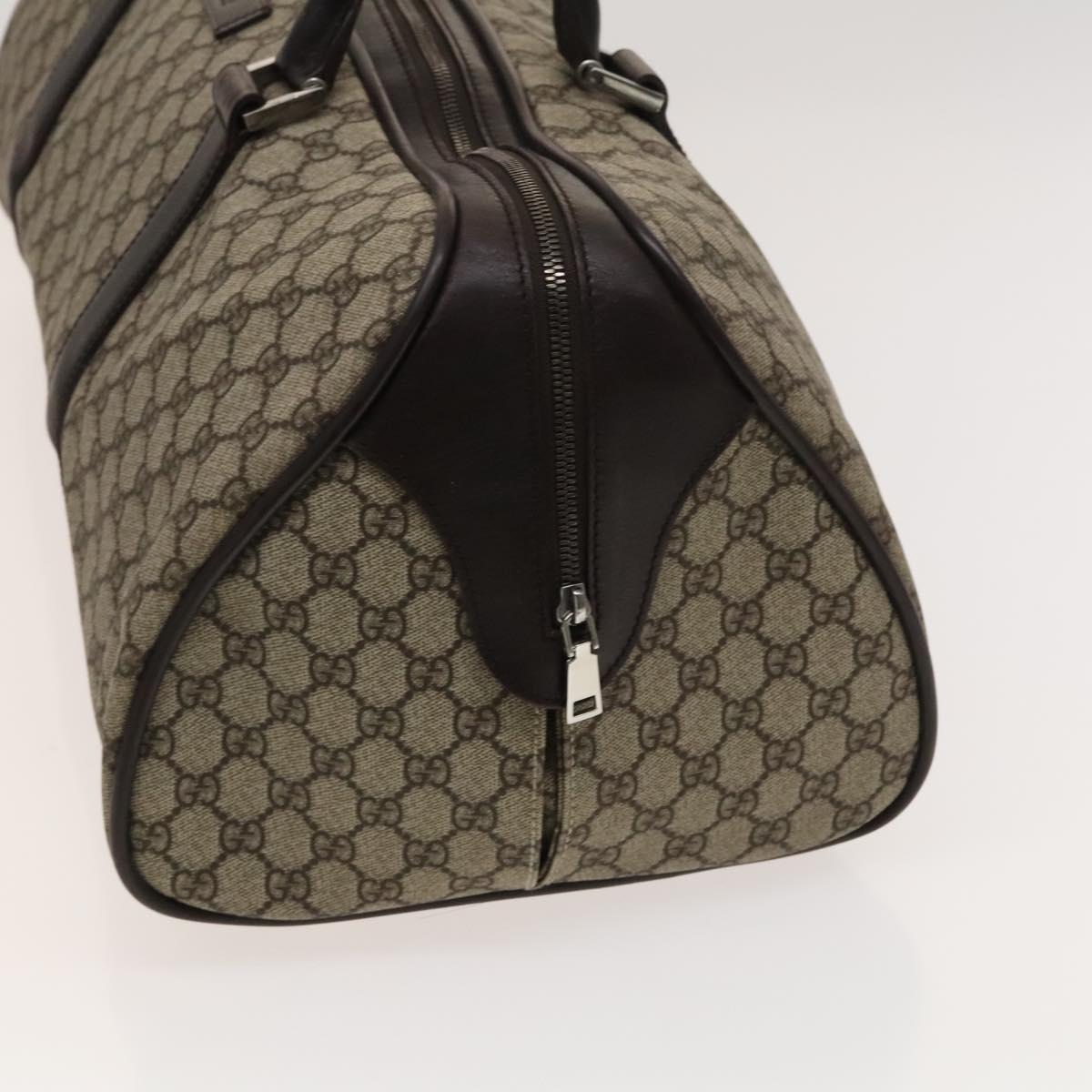 GUCCI GG Supreme Boston Bag PVC Brown Silver 108793 Auth ki5734
