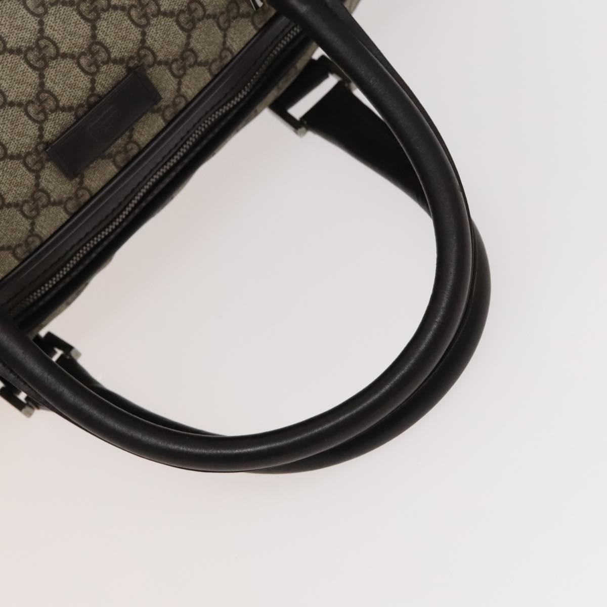 GUCCI GG Supreme Boston Bag PVC Brown Silver 108793 Auth ki5734