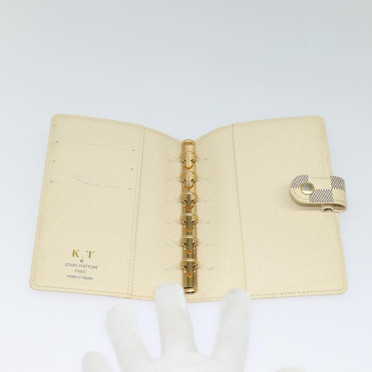 LOUIS VUITTON Damier Azur Agenda PM Day Planner Cover R20706 LV Auth ki5735