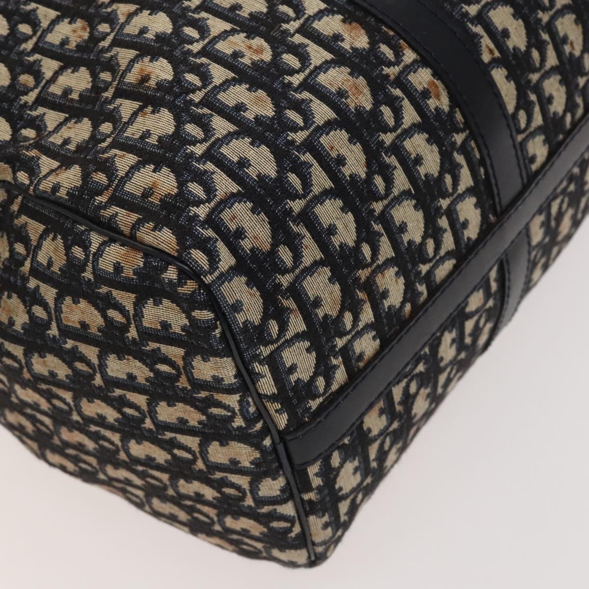 Christian Dior Trotter Canvas Mini Boston Bag Navy Silver Auth ki5738