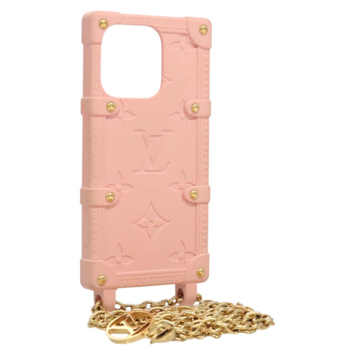 LOUIS VUITTON Monogram Trunk IPHONE14PRO iPhone Case Pink M82082 LV Auth ki5744
