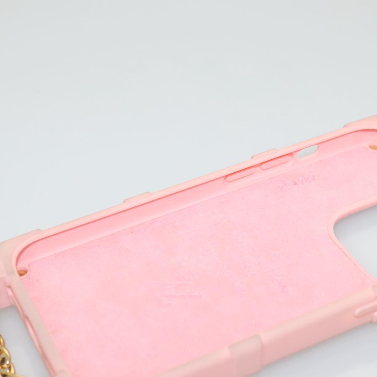 LOUIS VUITTON Monogram Trunk IPHONE14PRO iPhone Case Pink M82082 LV Auth ki5744