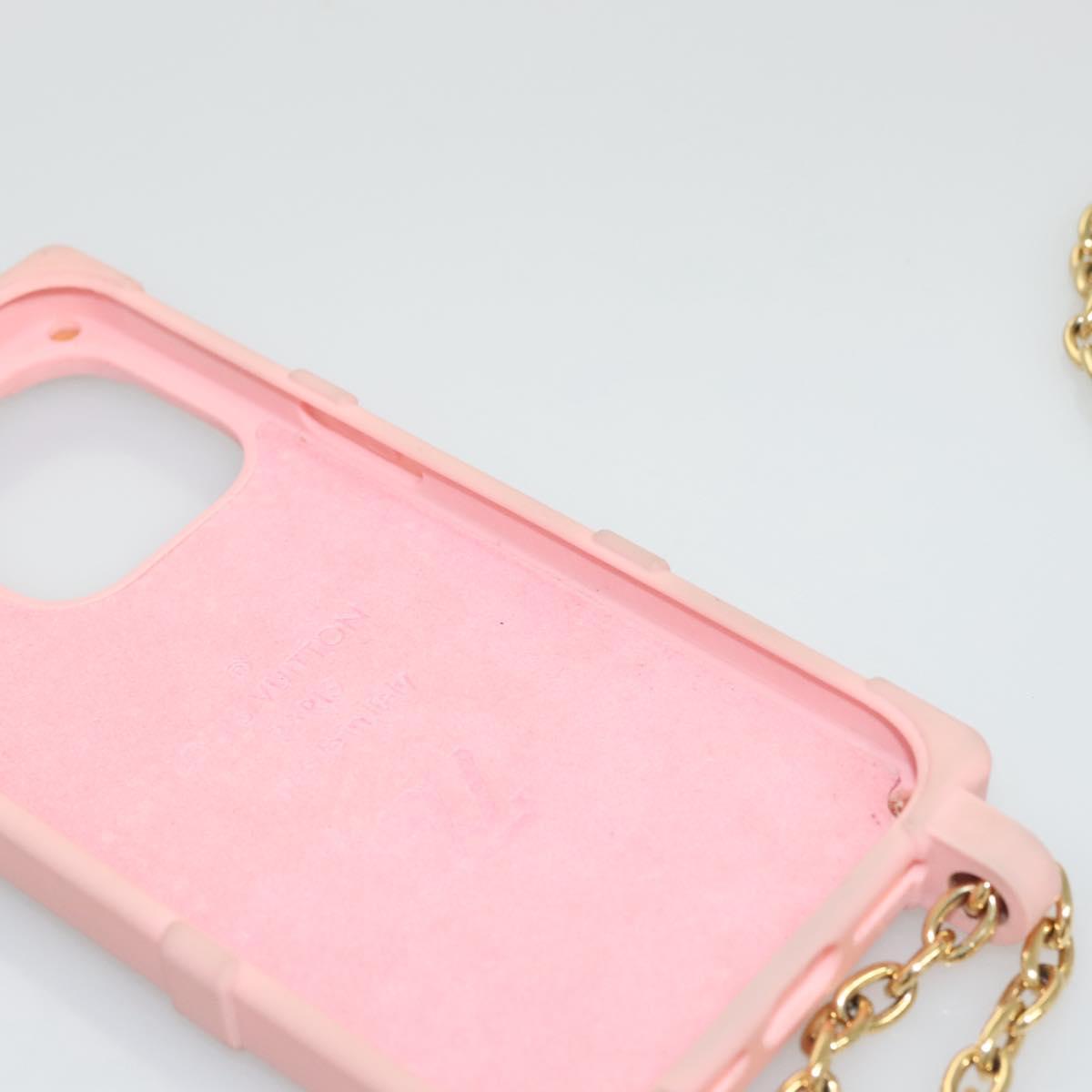LOUIS VUITTON Monogram Trunk IPHONE14PRO iPhone Case Pink M82082 LV Auth ki5744