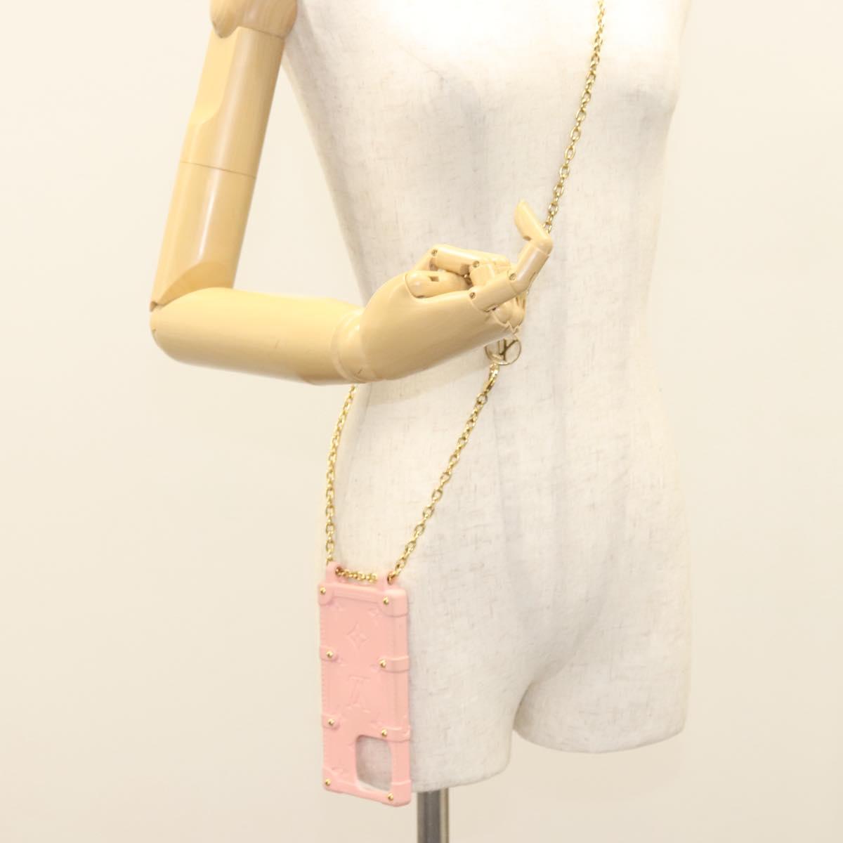 LOUIS VUITTON Monogram Trunk IPHONE14PRO iPhone Case Pink M82082 LV Auth ki5744