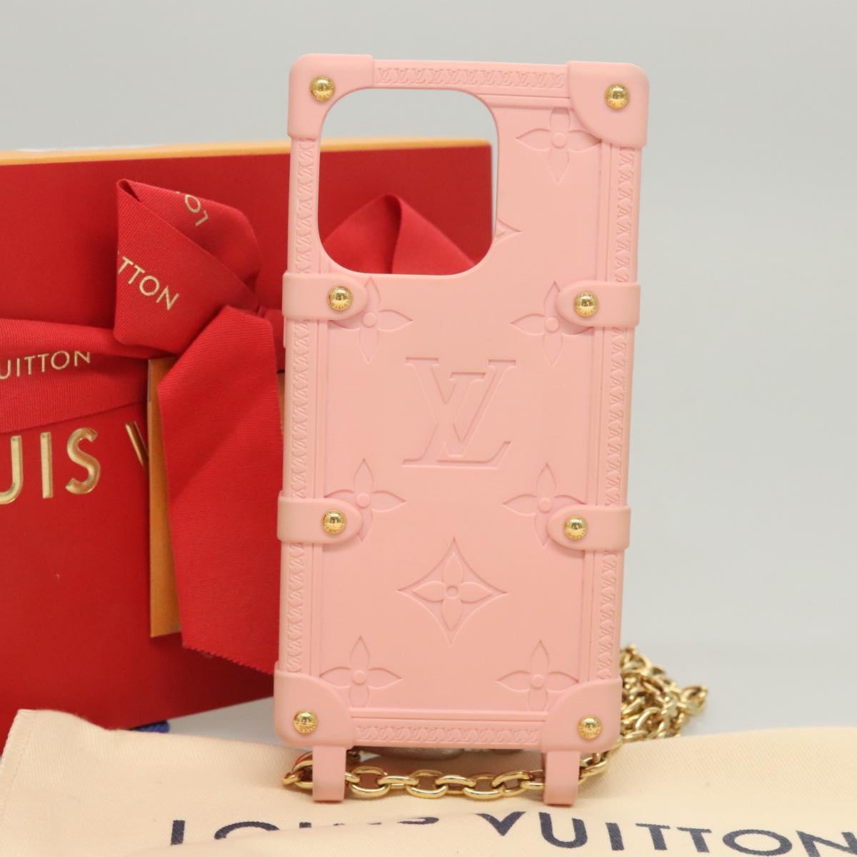 LOUIS VUITTON Monogram Trunk IPHONE14PRO iPhone Case Pink M82082 LV Auth ki5744