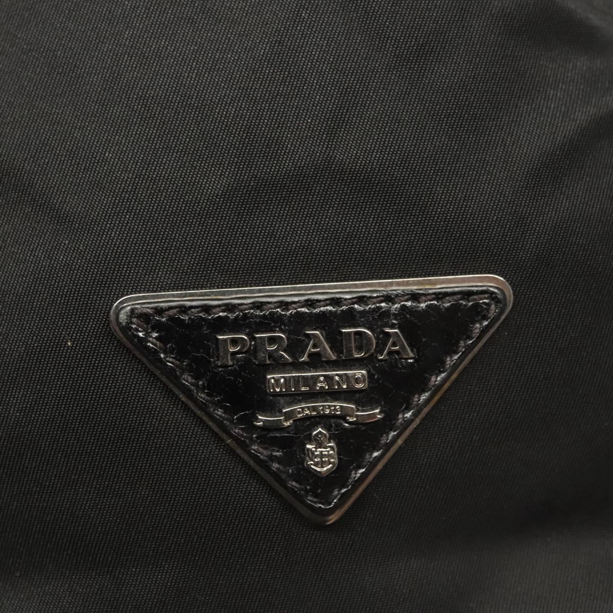 PRADA Tote Bag Nylon Leather 2way Black Silver Auth ki5762
