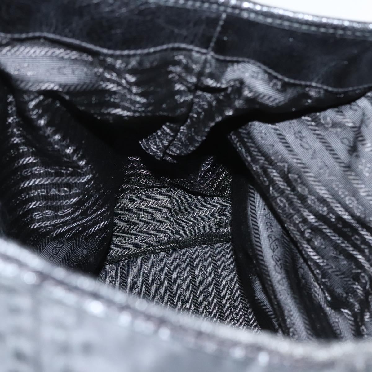 PRADA Tote Bag Nylon Leather 2way Black Silver Auth ki5762