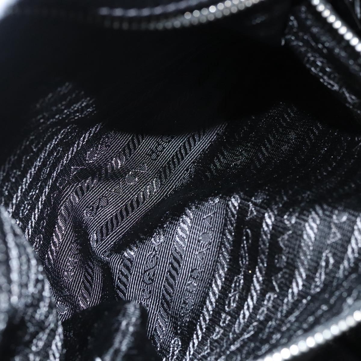 PRADA Tote Bag Nylon Leather 2way Black Silver Auth ki5762