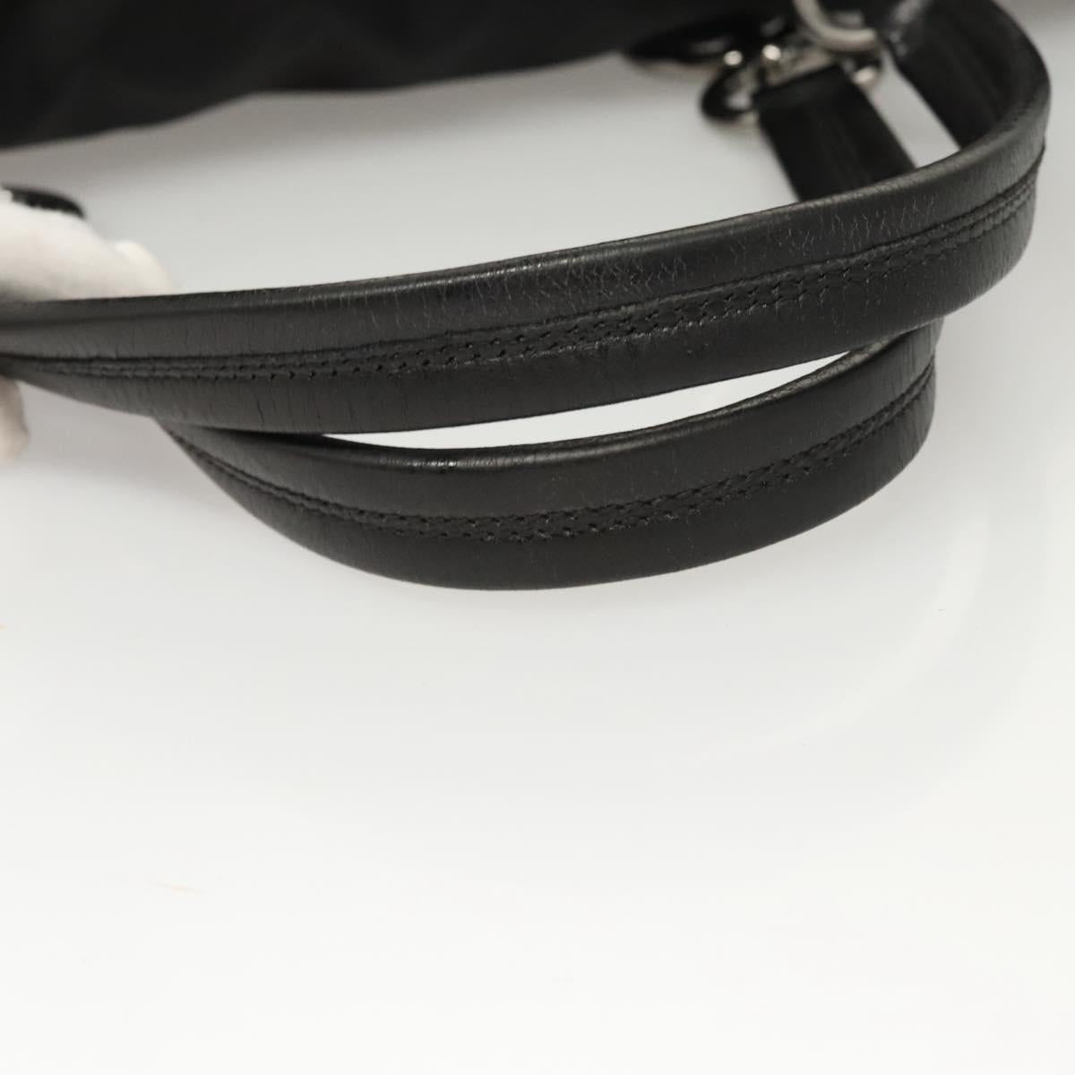 PRADA Tote Bag Nylon Leather 2way Black Silver Auth ki5762