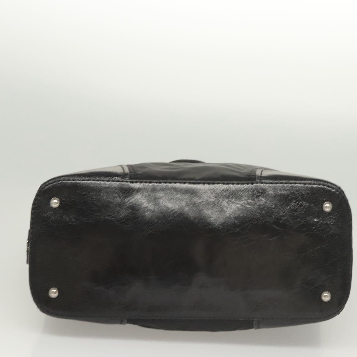 PRADA Tote Bag Nylon Leather 2way Black Silver Auth ki5762