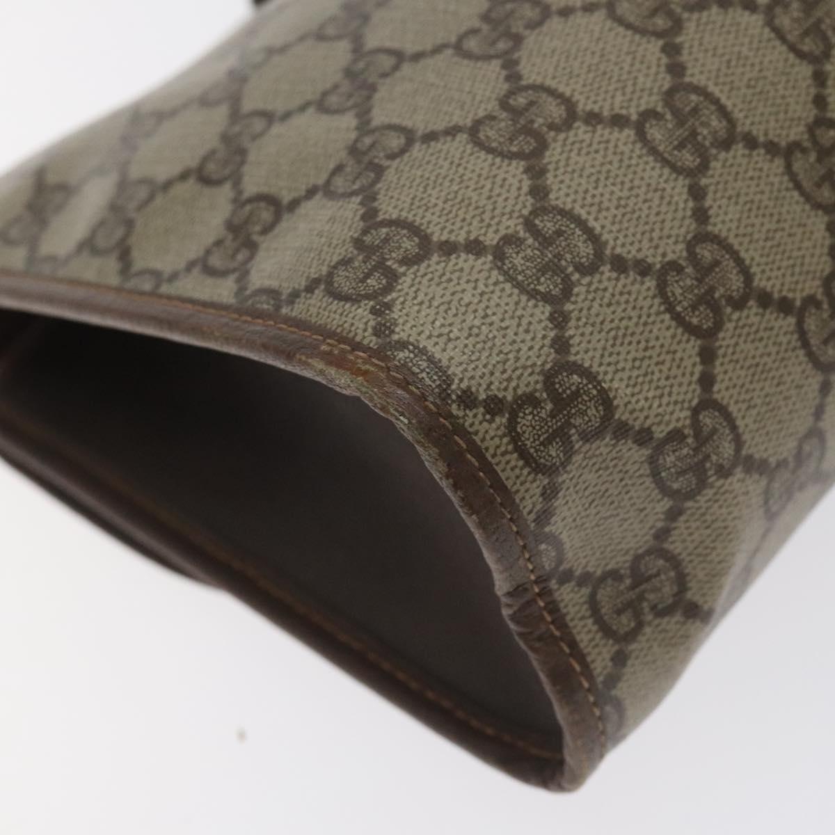 GUCCI GG Supreme Web Sherry Line Clutch Bag PVC Beige Red 156 01 031 Auth ki5765
