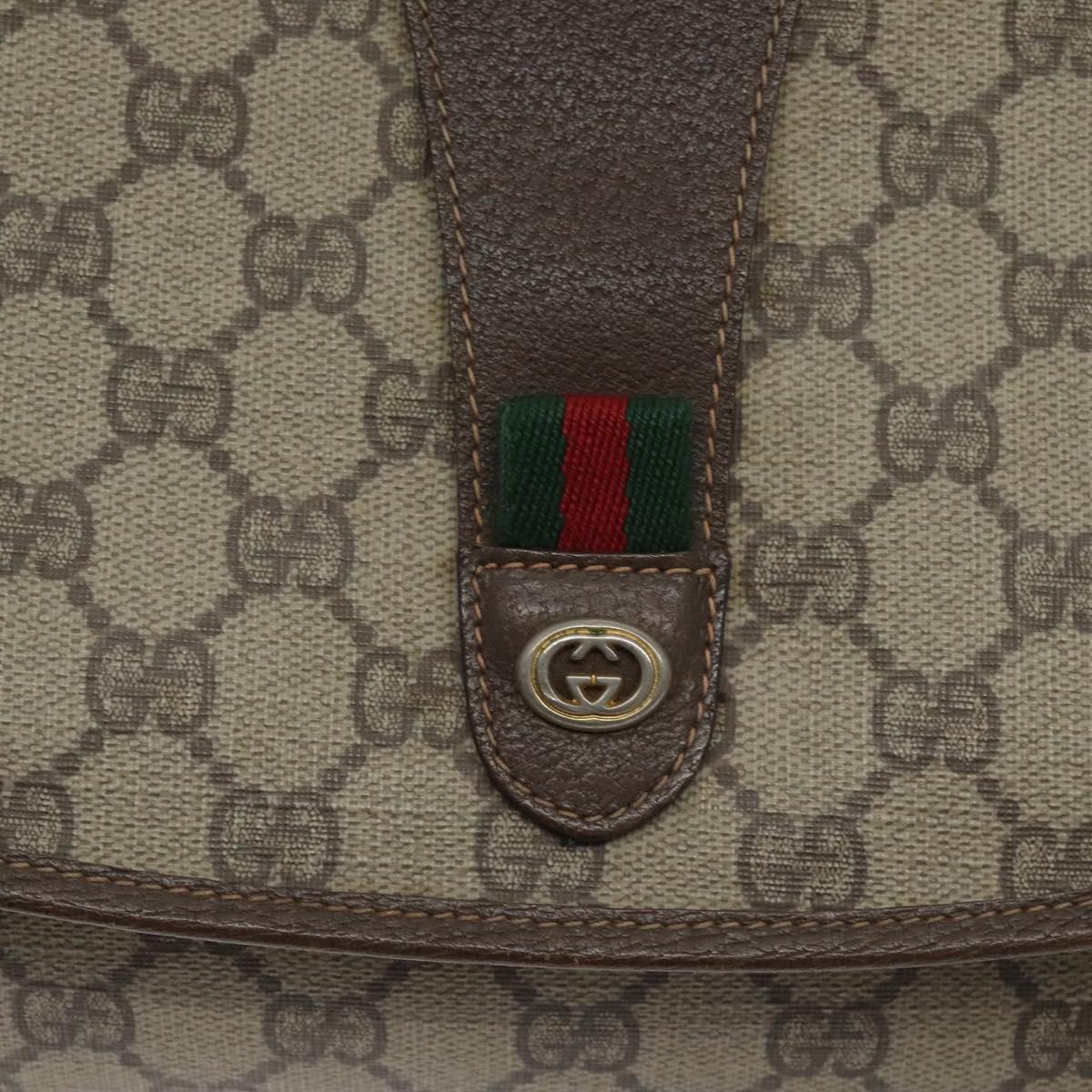 GUCCI GG Supreme Web Sherry Line Clutch Bag PVC Beige Red 156 01 031 Auth ki5765