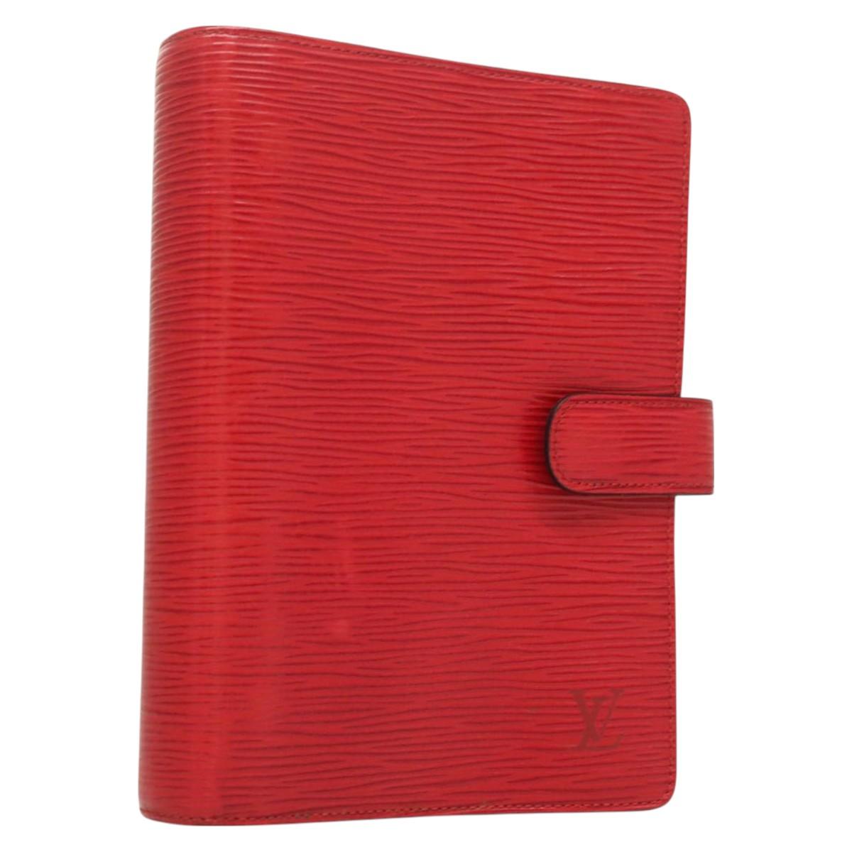 LOUIS VUITTON Epi Agenda MM Day Planner Cover Red R20047 LV Auth ki5772