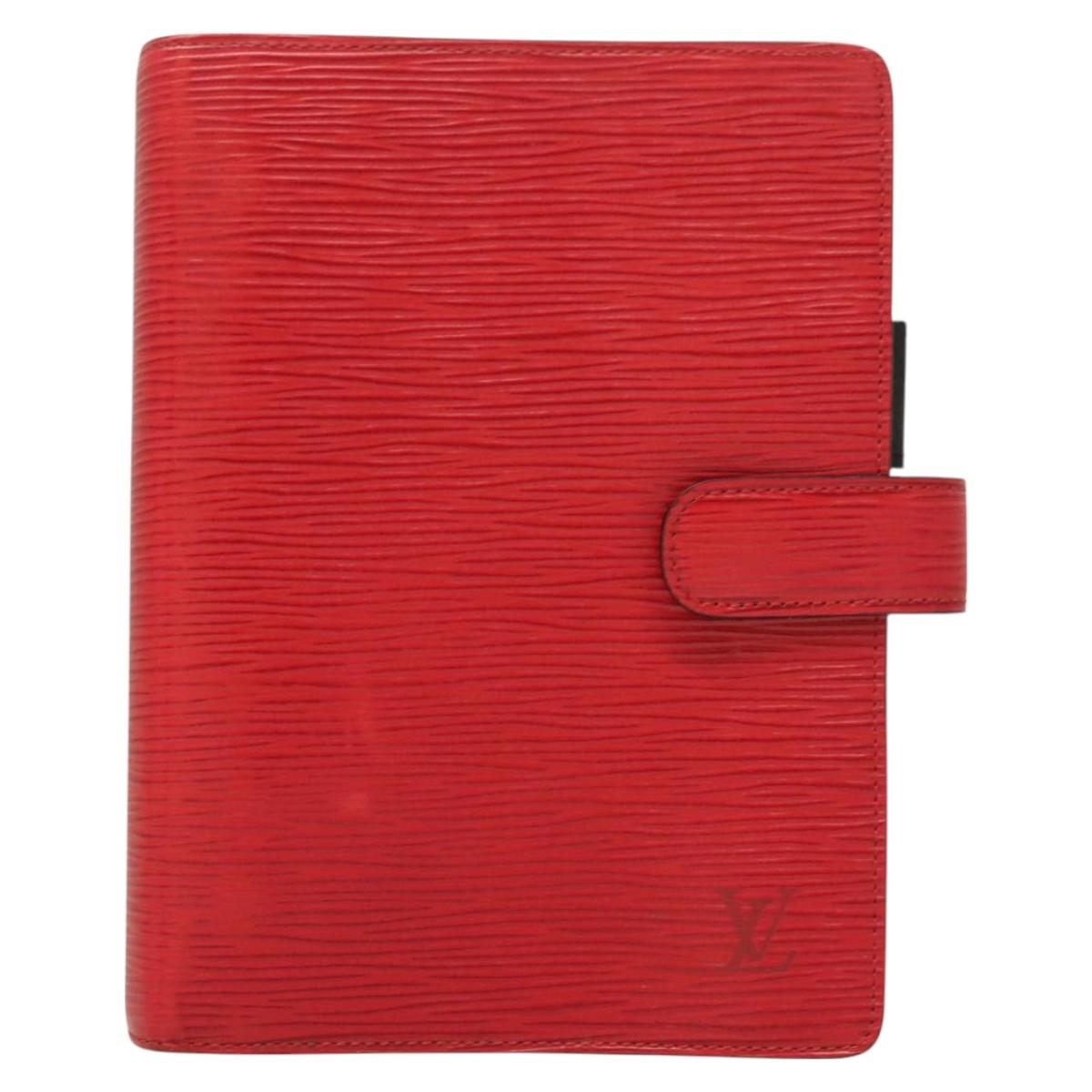 LOUIS VUITTON Epi Agenda MM Day Planner Cover Red R20047 LV Auth ki5772