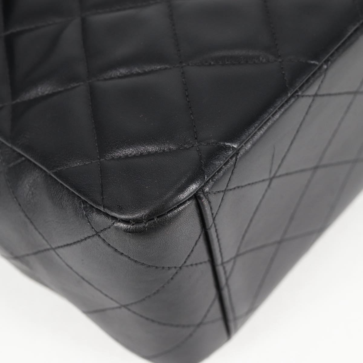 CHANEL Big Matelasse Chain Shoulder Bag Lamb Skin Black Gold CC Auth ki5773V