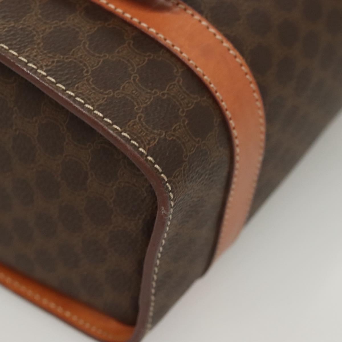CELINE Macadam Canvas Hand Bag PVC Leather Brown Gold Auth ki5778