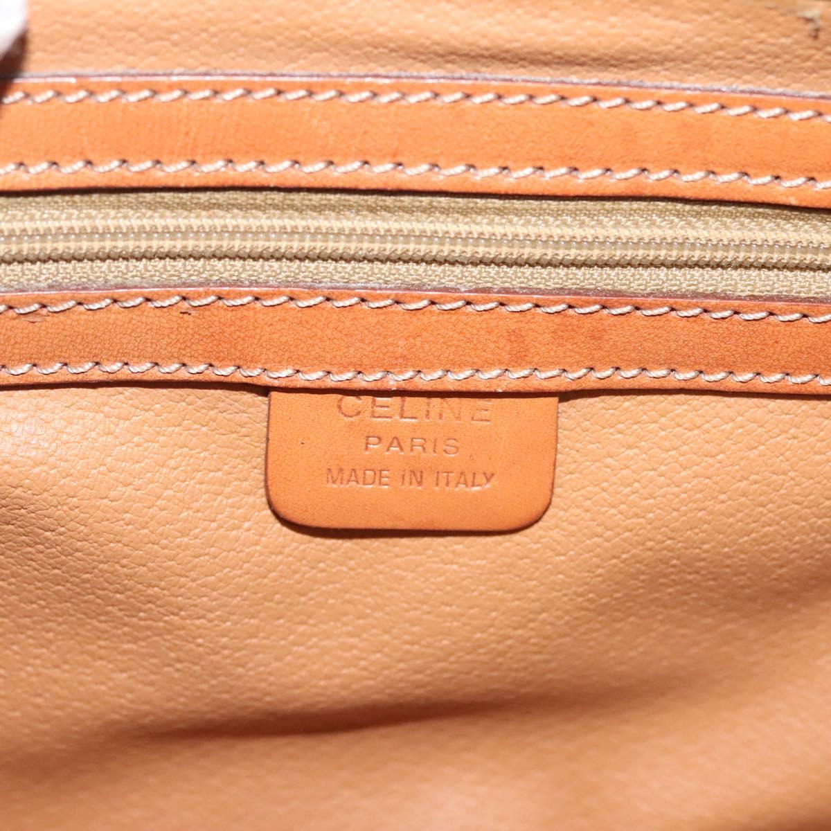 CELINE Macadam Canvas Hand Bag PVC Leather Brown Gold Auth ki5778