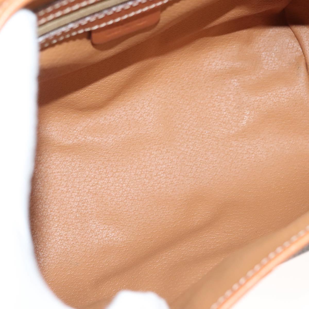 CELINE Macadam Canvas Hand Bag PVC Leather Brown Gold Auth ki5778