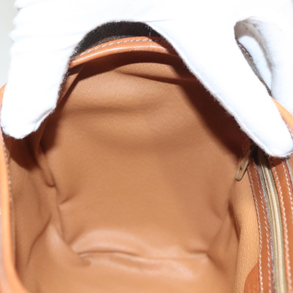 CELINE Macadam Canvas Hand Bag PVC Leather Brown Gold Auth ki5778