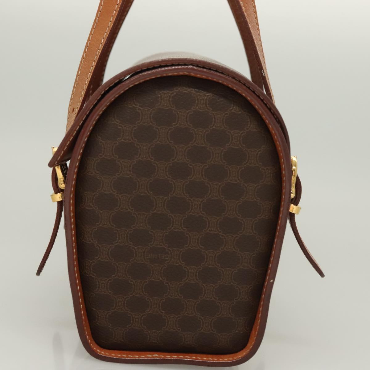 CELINE Macadam Canvas Hand Bag PVC Leather Brown Gold Auth ki5778
