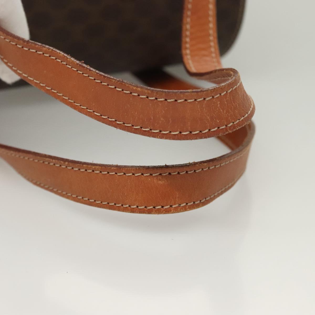 CELINE Macadam Canvas Hand Bag PVC Leather Brown Gold Auth ki5778