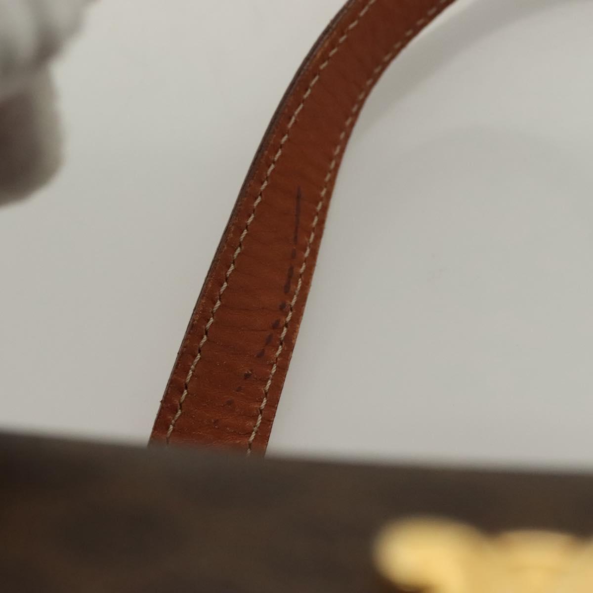 CELINE Macadam Canvas Hand Bag PVC Leather Brown Gold Auth ki5778