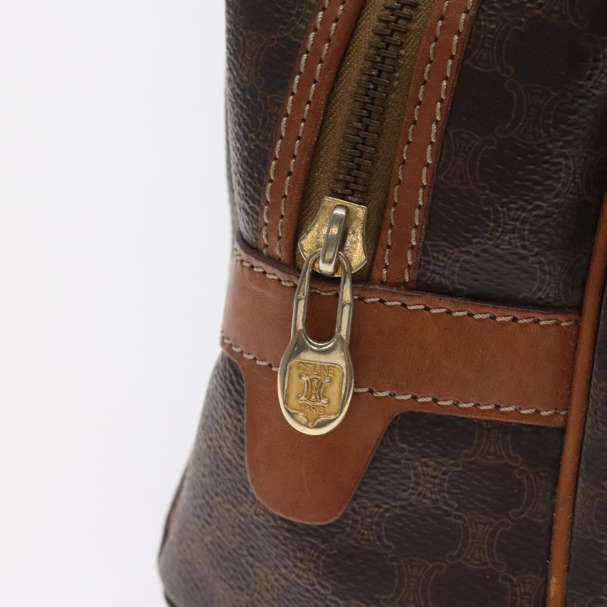 CELINE Macadam Canvas Hand Bag PVC Leather Brown Gold Auth ki5783