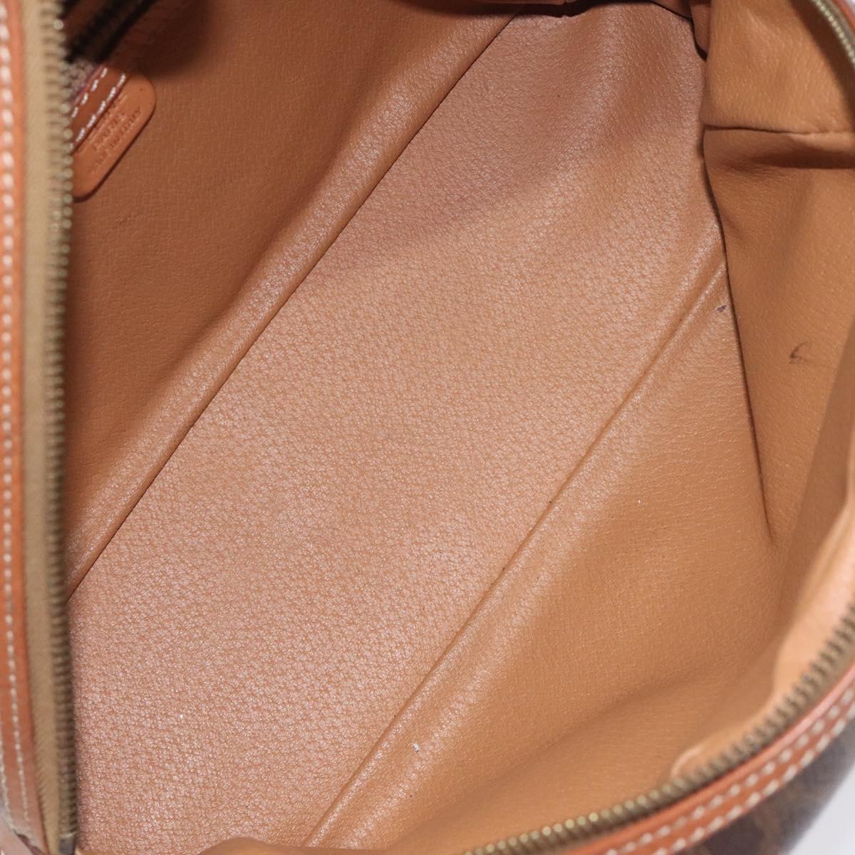 CELINE Macadam Canvas Hand Bag PVC Leather Brown Gold Auth ki5783