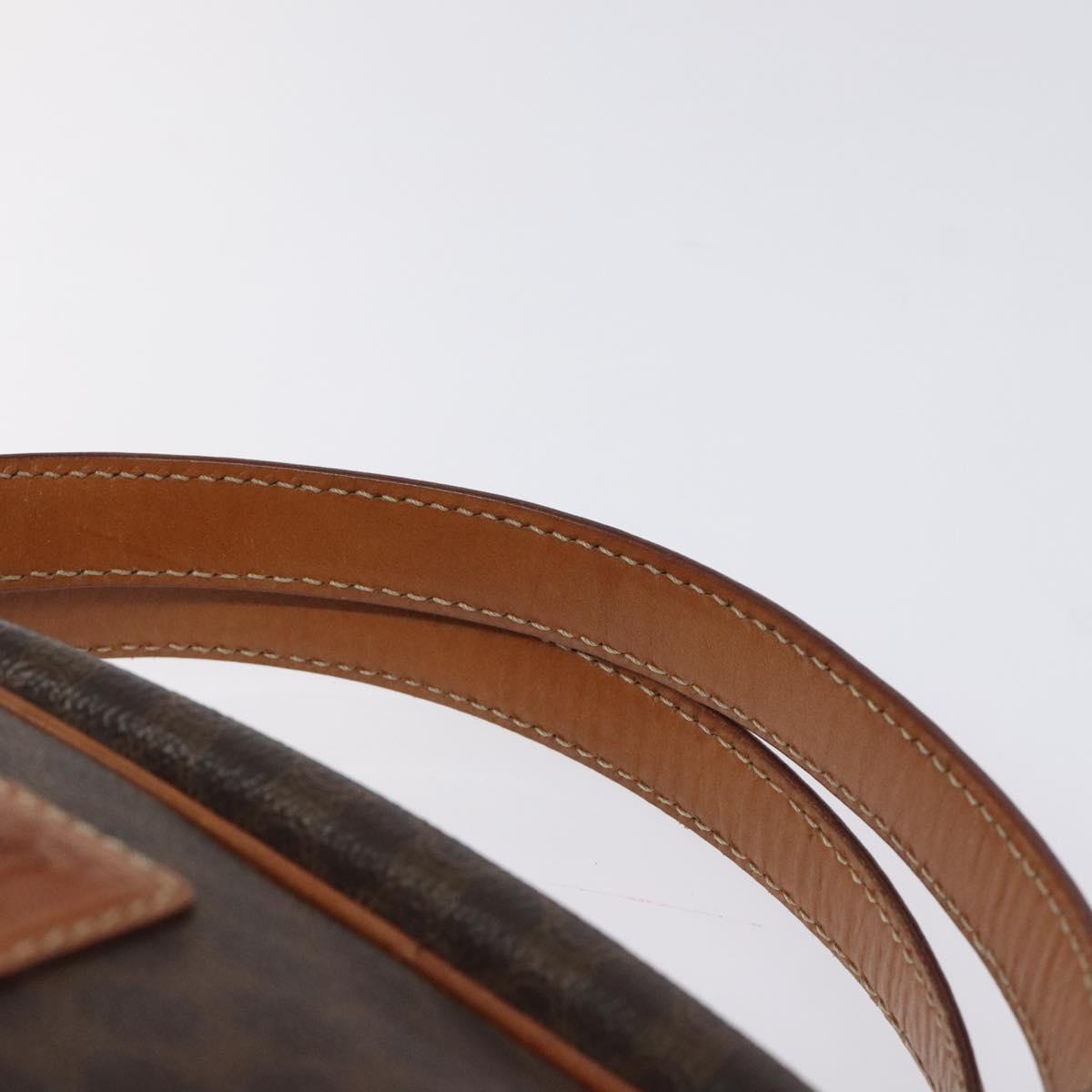 CELINE Macadam Canvas Hand Bag PVC Leather Brown Gold Auth ki5783
