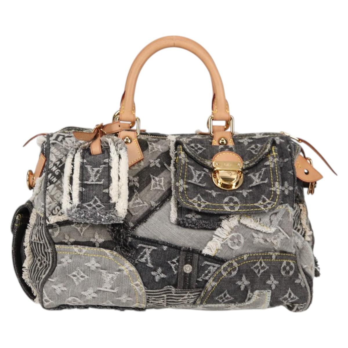 LOUIS VUITTON Monogram Denim Patchwork Speedy 30 Bag Gray M95381 LV Auth ki5785M