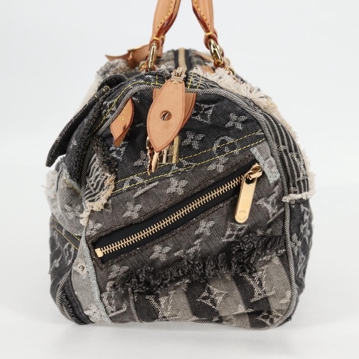 LOUIS VUITTON Monogram Denim Patchwork Speedy 30 Bag Gray M95381 LV Auth ki5785M