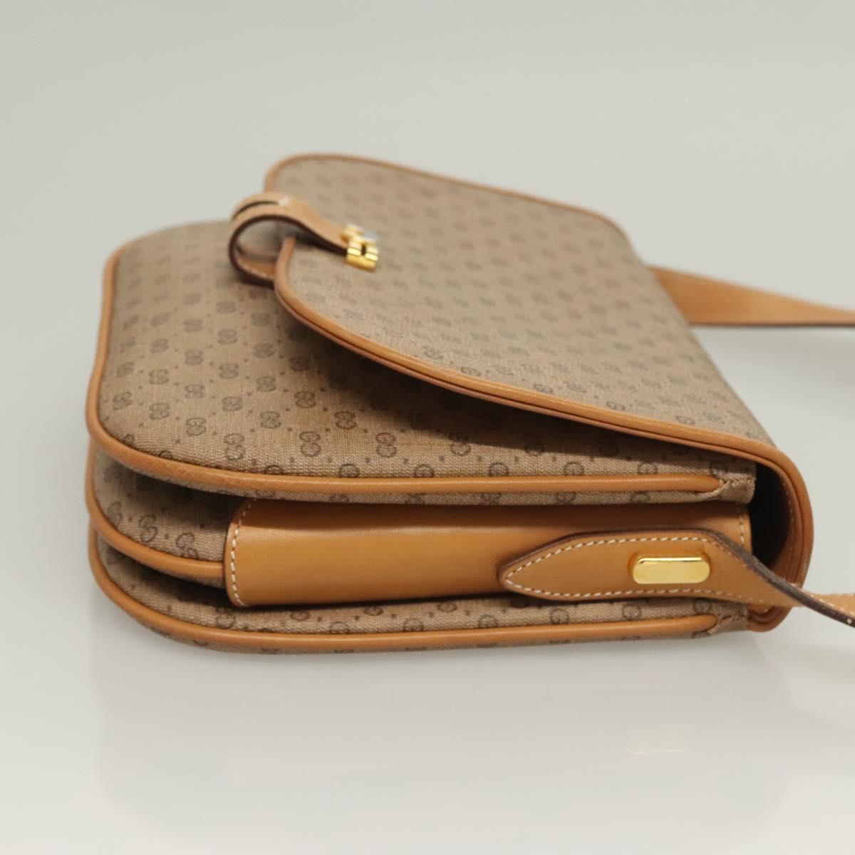 GUCCI Micro GG Supreme Shoulder Bag PVC Beige Gold Auth ki5787