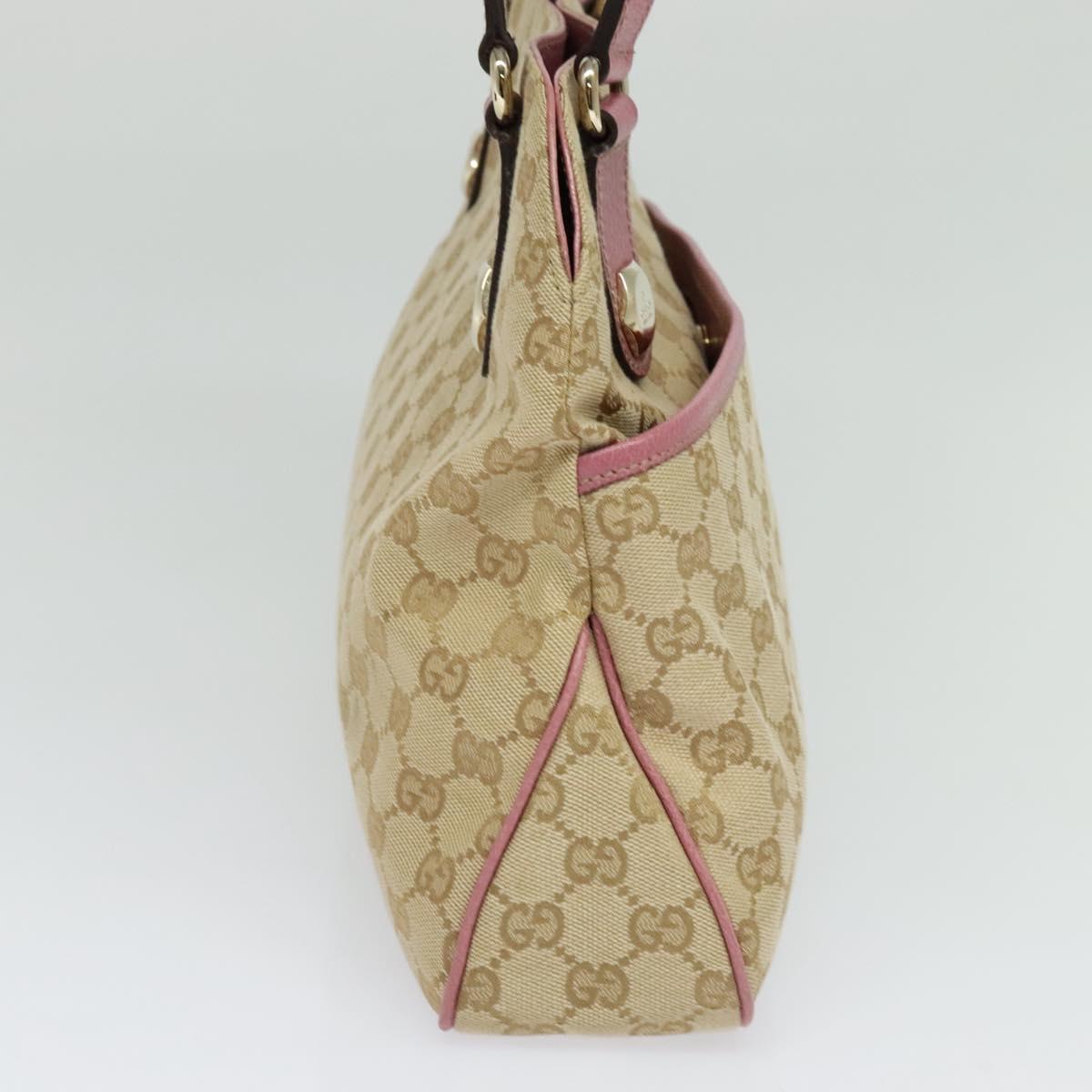 GUCCI GG Canvas Tote Bag Gold Beige pink 163288 Auth ki5792