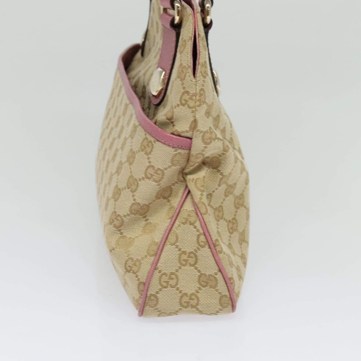 GUCCI GG Canvas Tote Bag Gold Beige pink 163288 Auth ki5792