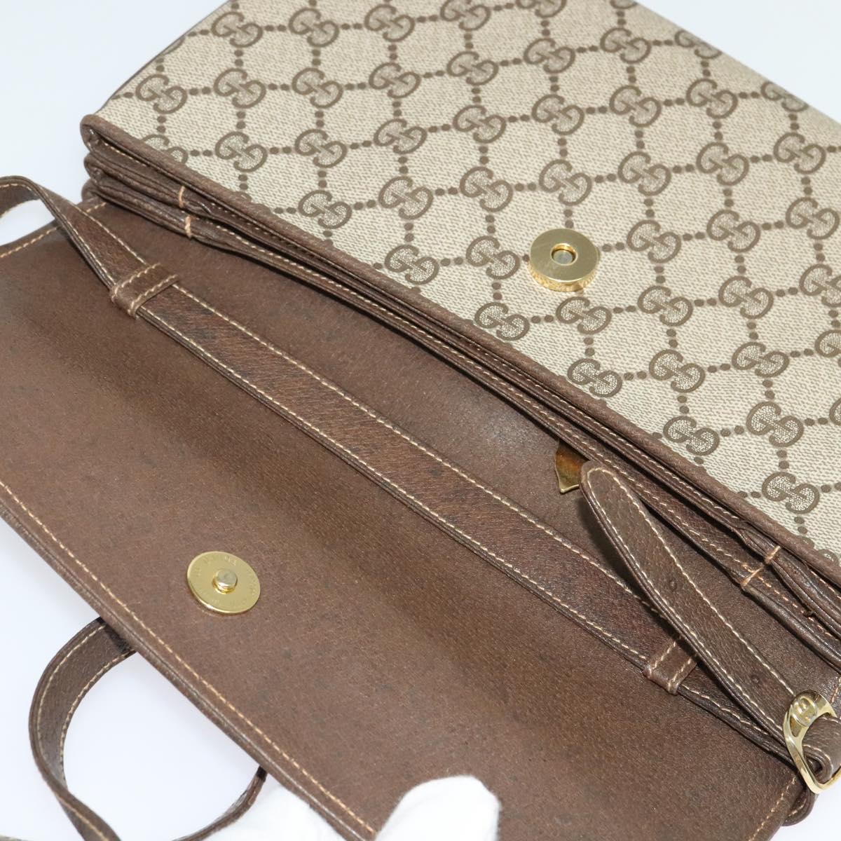 GUCCI GG Supreme Shoulder Bag PVC Beige Gold 004 256 0024 Auth ki5813
