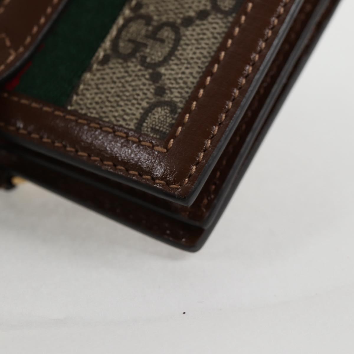 GUCCI GG Supreme Jackie WebbSherry Line Wallet PVC Beige 203495 Auth ki5817V