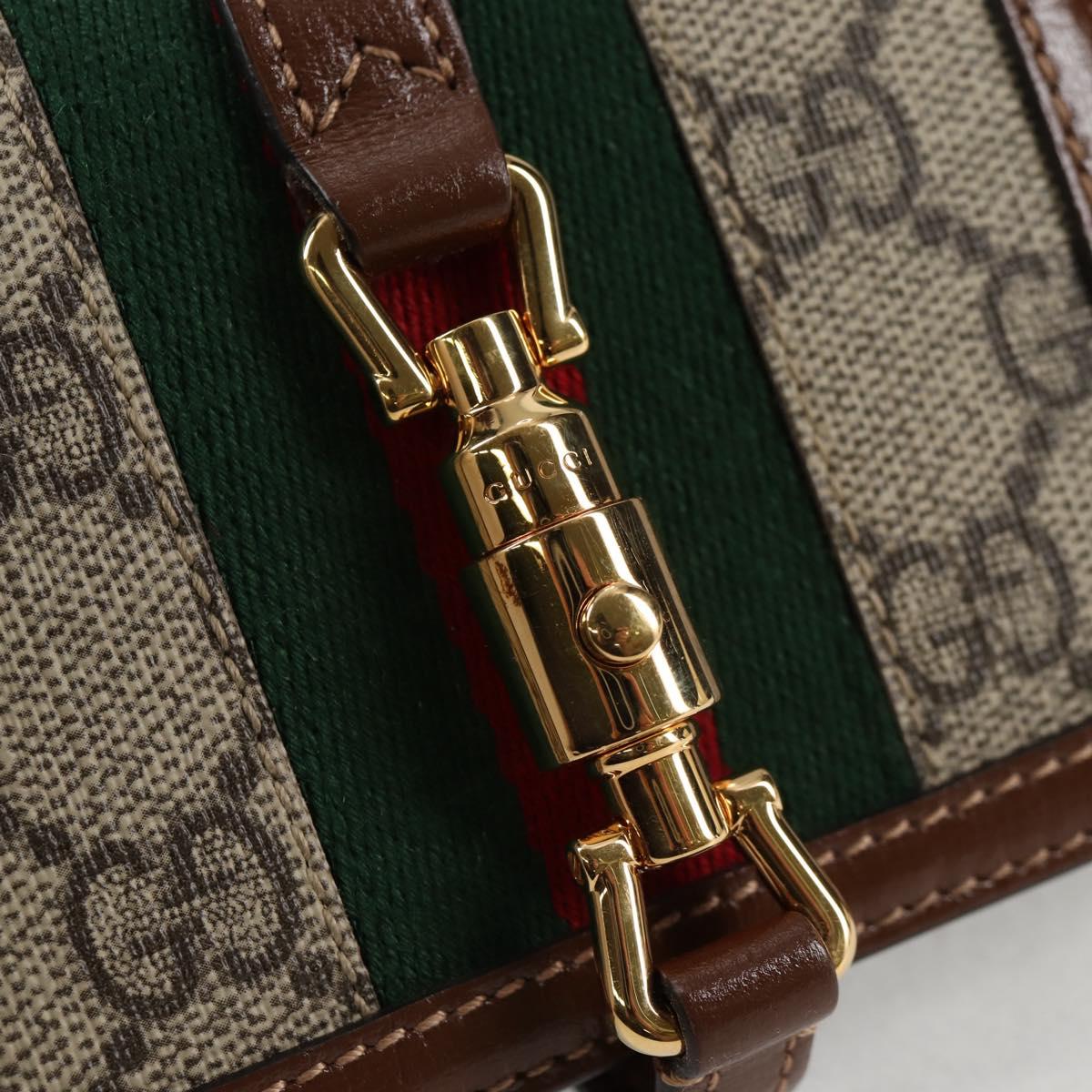 GUCCI GG Supreme Jackie WebbSherry Line Wallet PVC Beige 203495 Auth ki5817V