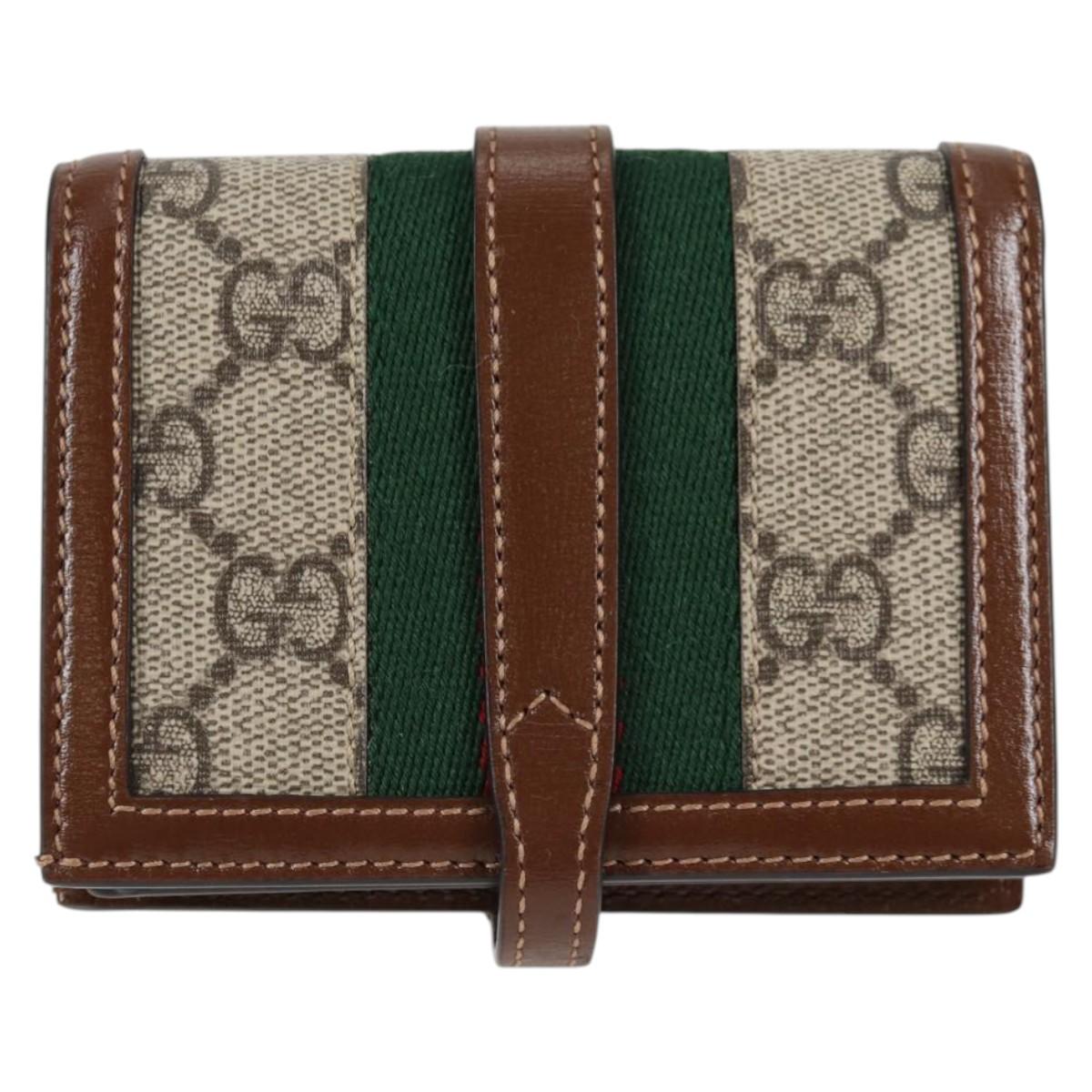 GUCCI GG Supreme Jackie WebbSherry Line Wallet PVC Beige 203495 Auth ki5817V